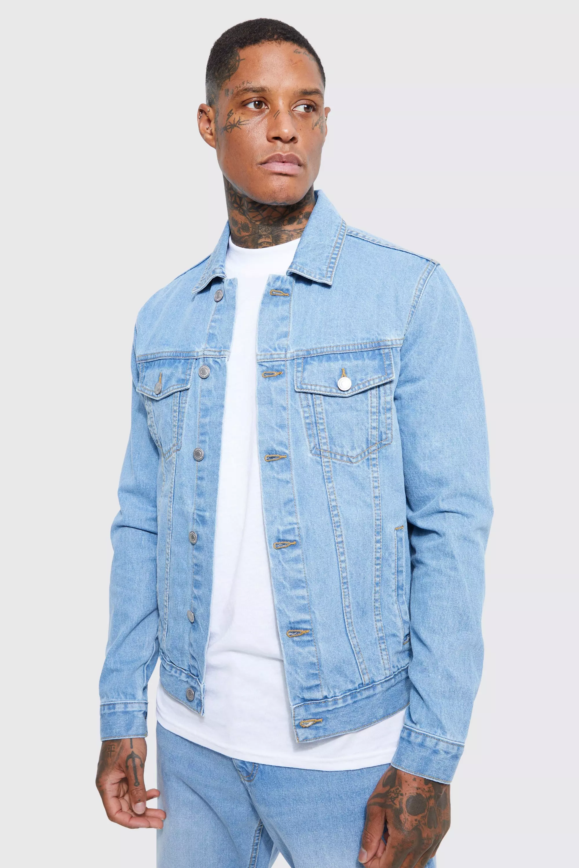 Light jean outlet jacket men